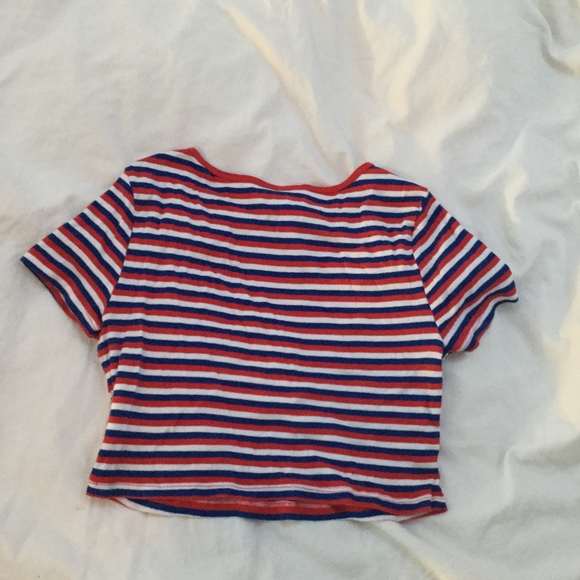 H&M blue, red, and white striped cropped tee - Picture 3 of 3